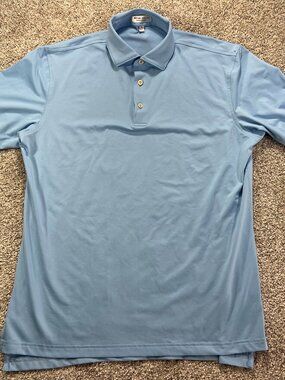 Peter Millar Summer Comfort Men's Med Light Blue Polo Autism Foundation Logo
